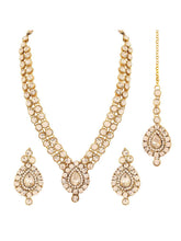 Starlit Ensemble American Diamond Necklace Set with Maangtikka