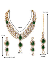 Graceful Greens Kundan Stone Necklace Set with Maangtikka