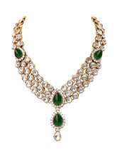 Graceful Greens Kundan Stone Necklace Set with Maangtikka