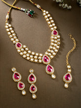 Graceful Pinks Kundan Stone Necklace Set