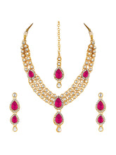 Graceful Pinks Kundan Stone Necklace Set