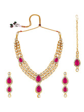 Graceful Pinks Kundan Stone Necklace Set