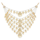 Kundan Cascade in Pearled Glory. Delicate necklace with floral designs. Best for a royal & regal looks. Make your occasion & wedding special with Peora.