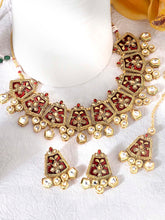 Rustic Radiance Maroon Meenakari Necklace Set