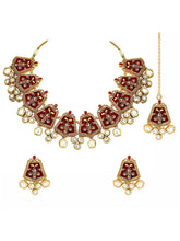 Rustic Radiance Maroon Meenakari Necklace Set