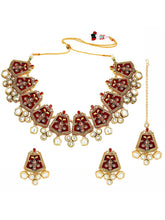 Rustic Radiance Maroon Meenakari Necklace Set