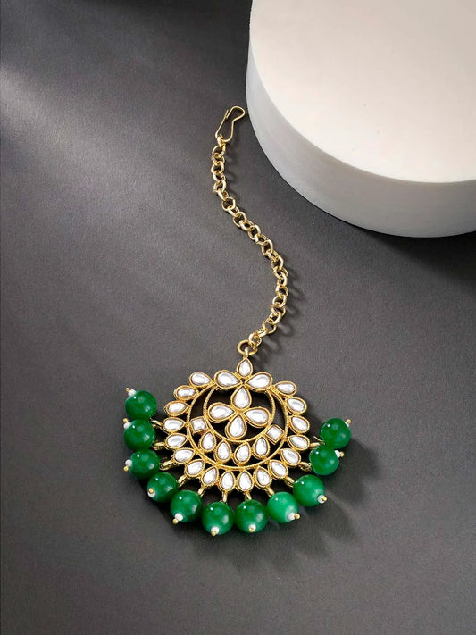 Kundan Stud Maangtikka – Elegant Forehead Jewellery | Peora

