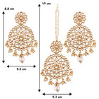 Regal Kundan Lariya Maangtikka Set. Pair of earrings & Maangtikka with kundan & beads. Best for festive & ethnic occasions.