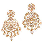 Regal Kundan Lariya Maangtikka Set. Pair of earrings & Maangtikka with kundan & beads. Best for festive & ethnic occasions.