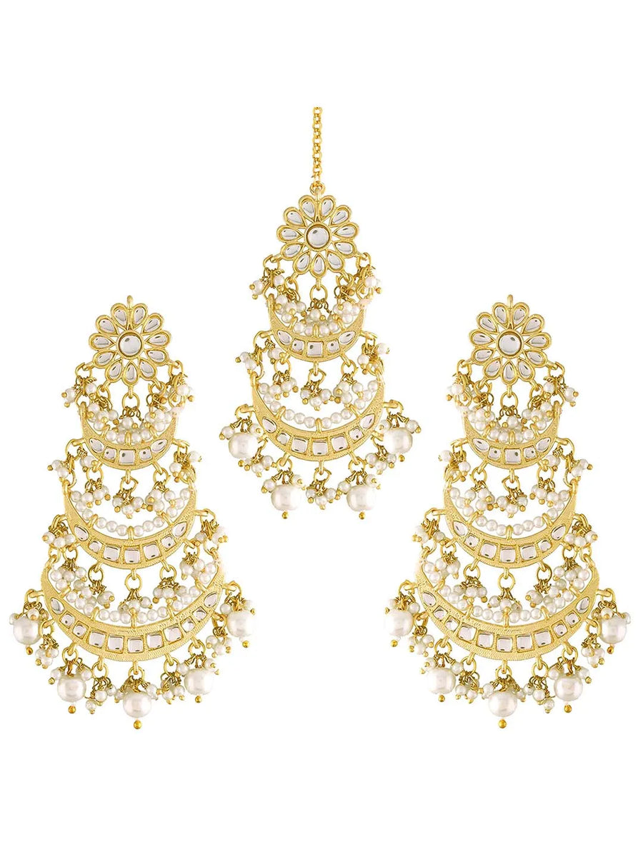 Pearls Chandbali Maangtikka Set – Elegant Bridal Jewellery | Peora