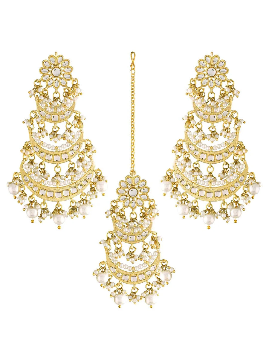 Pearls Chandbali Maangtikka Set – Elegant Bridal Jewellery | Peora