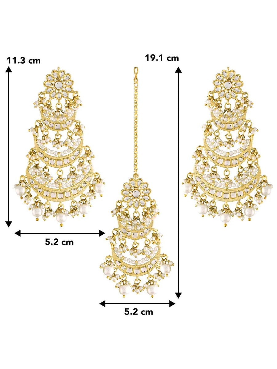 Pearls Chandbali Maangtikka Set – Elegant Bridal Jewellery | Peora