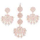 Rose Gold Plated Kundan Maang Tikka Set