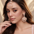 Rose Gold Plated Kundan Maang Tikka Set
