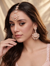 Rose Gold Plated Kundan Maang Tikka Set