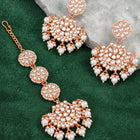 Rose Gold Plated Kundan Maang Tikka Set