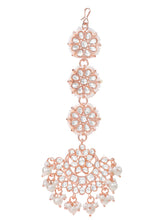 Rose Gold Plated Kundan Maang Tikka Set