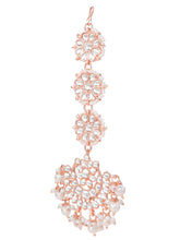 Rose Gold Plated Kundan Maang Tikka Set
