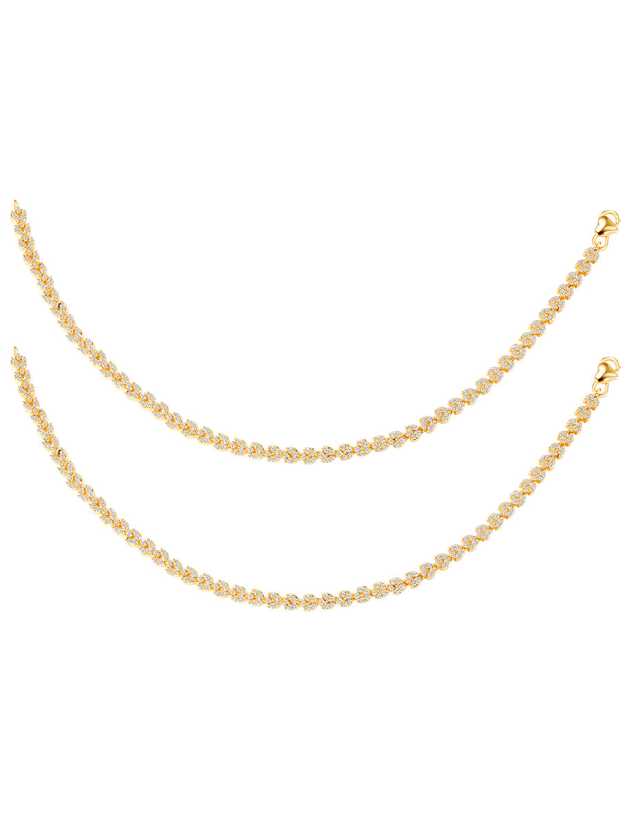 Glamorous Cubic Zirconia Studded Anklets