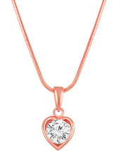 Modern Heart Rose Gold CZ Pendant Set