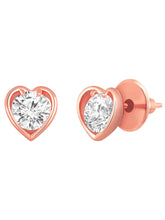 Modern Heart Rose Gold CZ Pendant Set