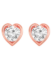 Modern Heart Rose Gold CZ Pendant Set