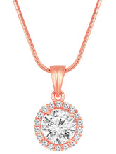 Radiant Rounds CZ Solitaire Rose Gold Pendant Set