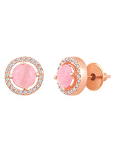 Radiant Rounds Pink CZ Solitaire Rose Gold Pendant Set