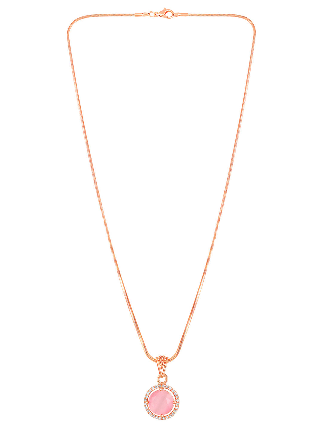 Radiant Rounds Pink CZ Solitaire Rose Gold Pendant Set