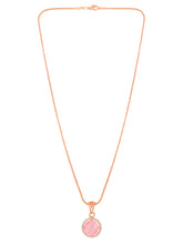 Radiant Rounds Pink CZ Solitaire Rose Gold Pendant Set