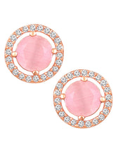 Radiant Rounds Pink CZ Solitaire Rose Gold Pendant Set