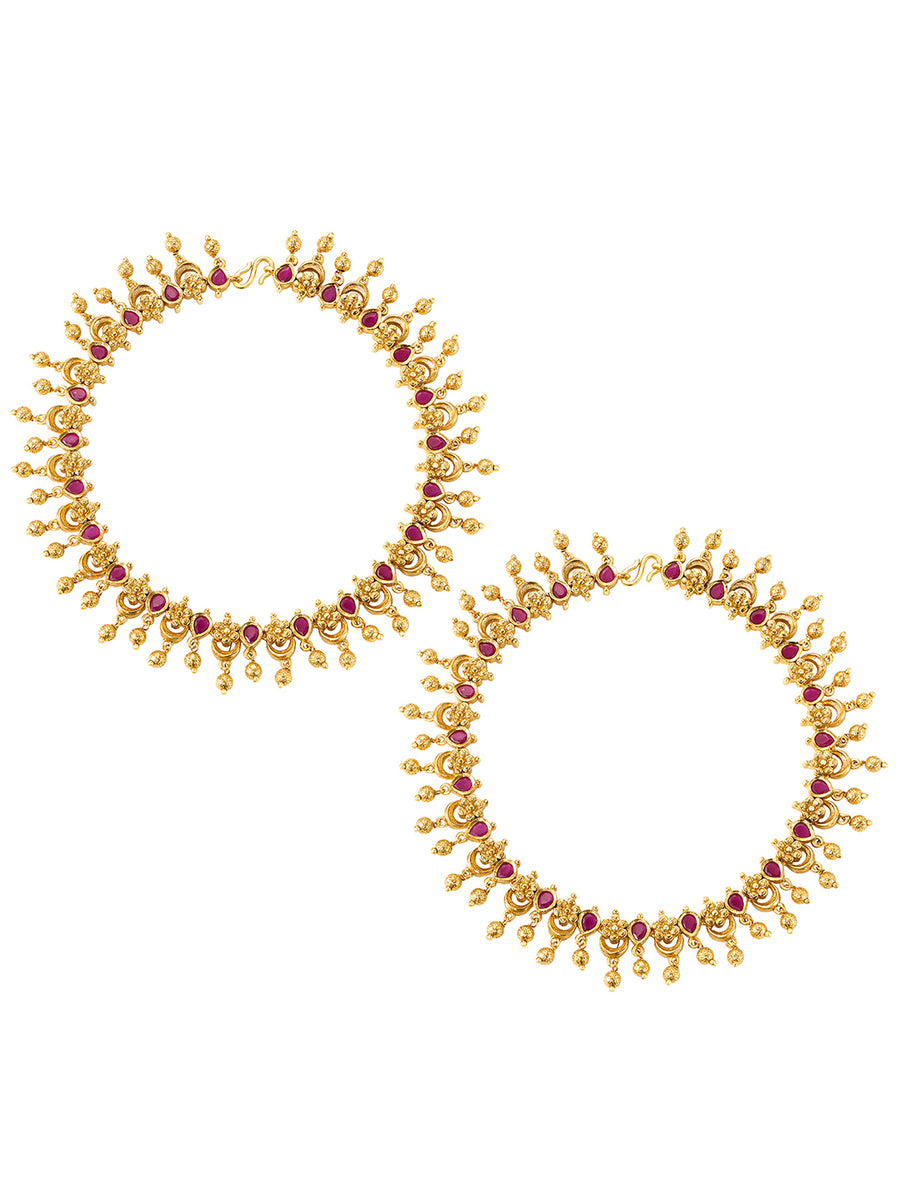 Pair of Traditional Carved Floral Anklets