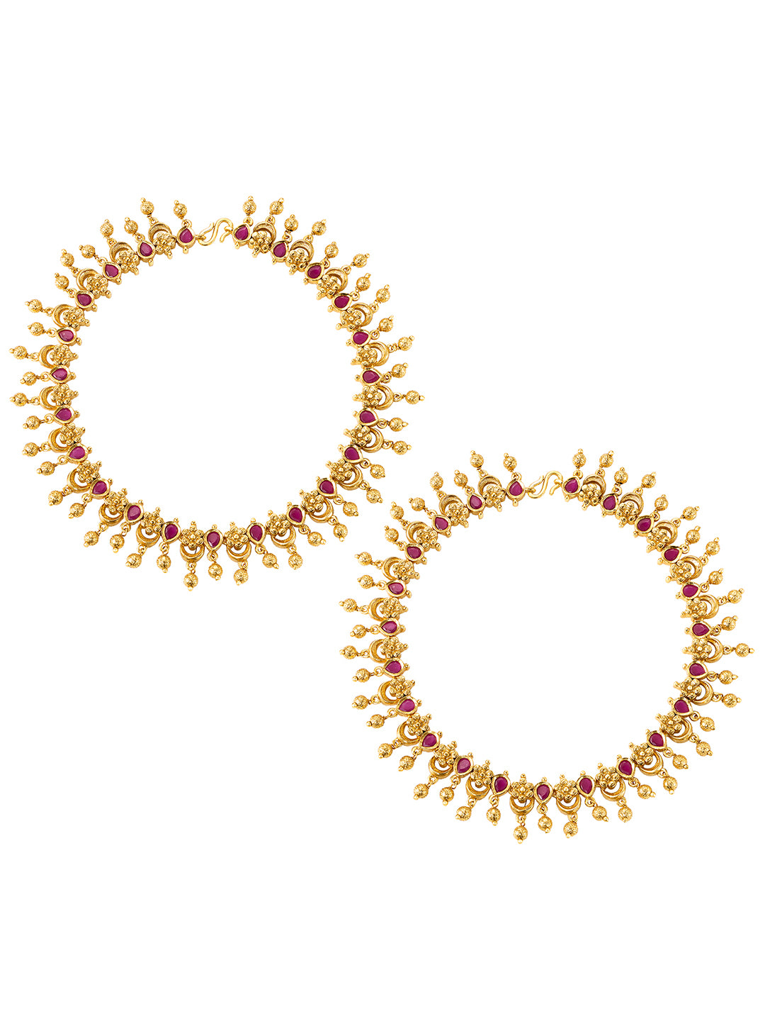 Pair of Traditional Carved Floral Anklets