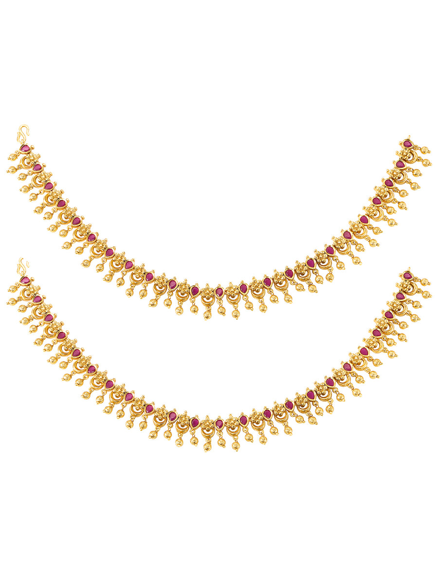 Pair of Traditional Carved Floral Anklets