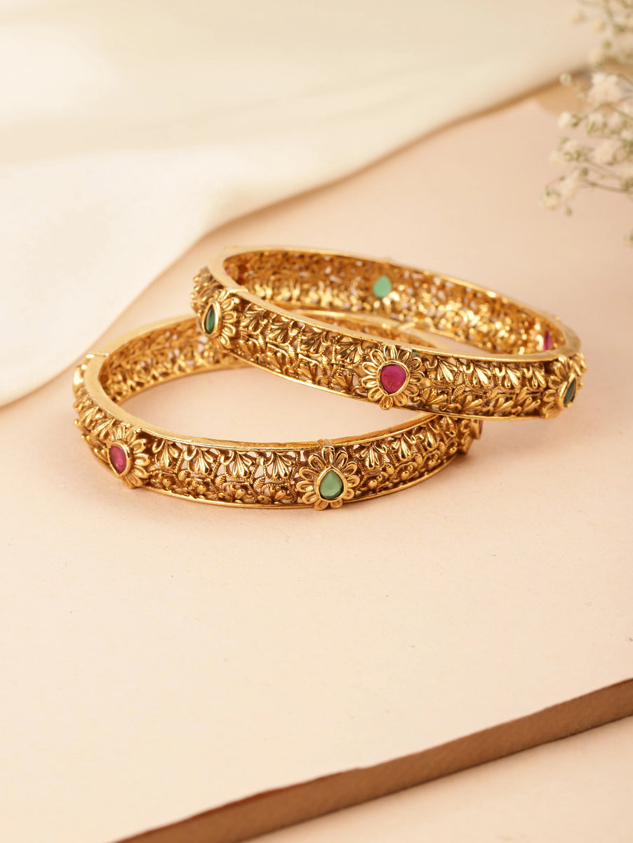 Heritage Sculpted Temple Bangle Set
