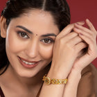Elegant Kundan Floral Gold Bangle