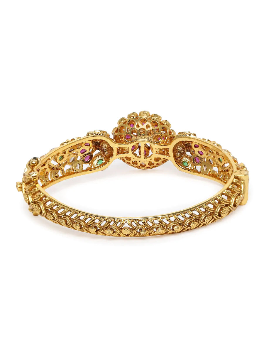 Elegant Kundan Floral Gold Bangle