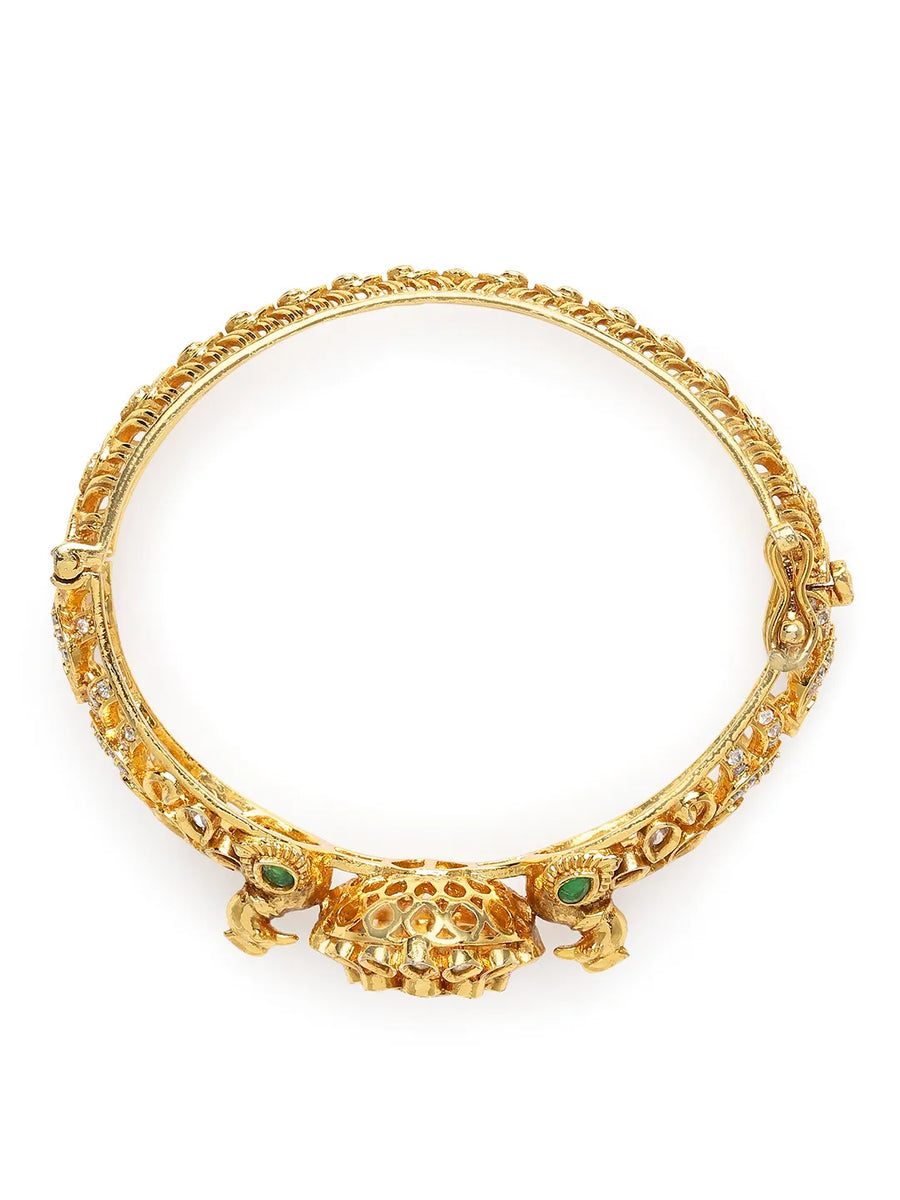 Elegant Kundan Floral Gold Bangle