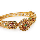 Elegant Kundan Floral Gold Bangle