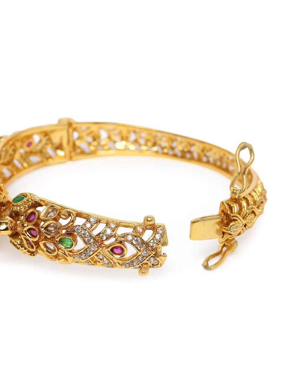 Elegant Kundan Floral Gold Bangle