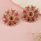 Heritage Charm Faux Ruby Stud Earrings