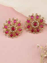 Heritage Charm Faux Ruby Stud Earrings