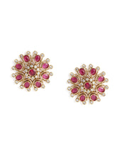 Heritage Charm Faux Ruby Stud Earrings
