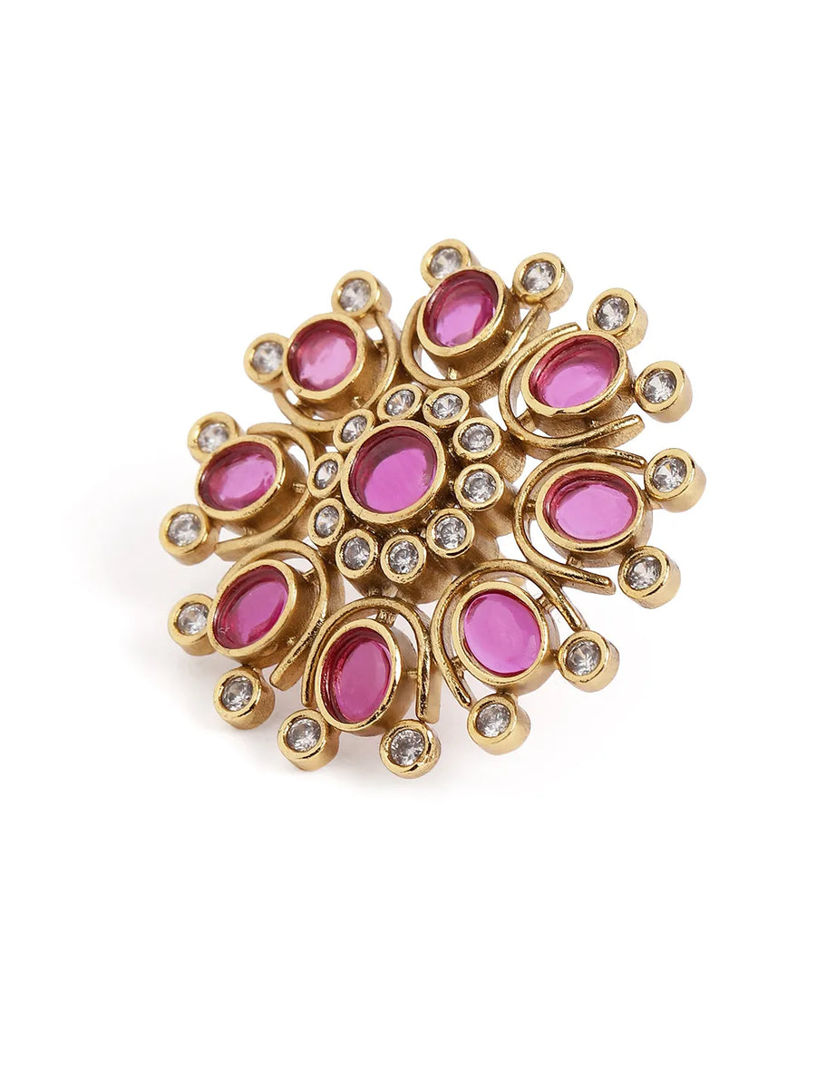 Heritage Charm Faux Ruby Stud Earrings