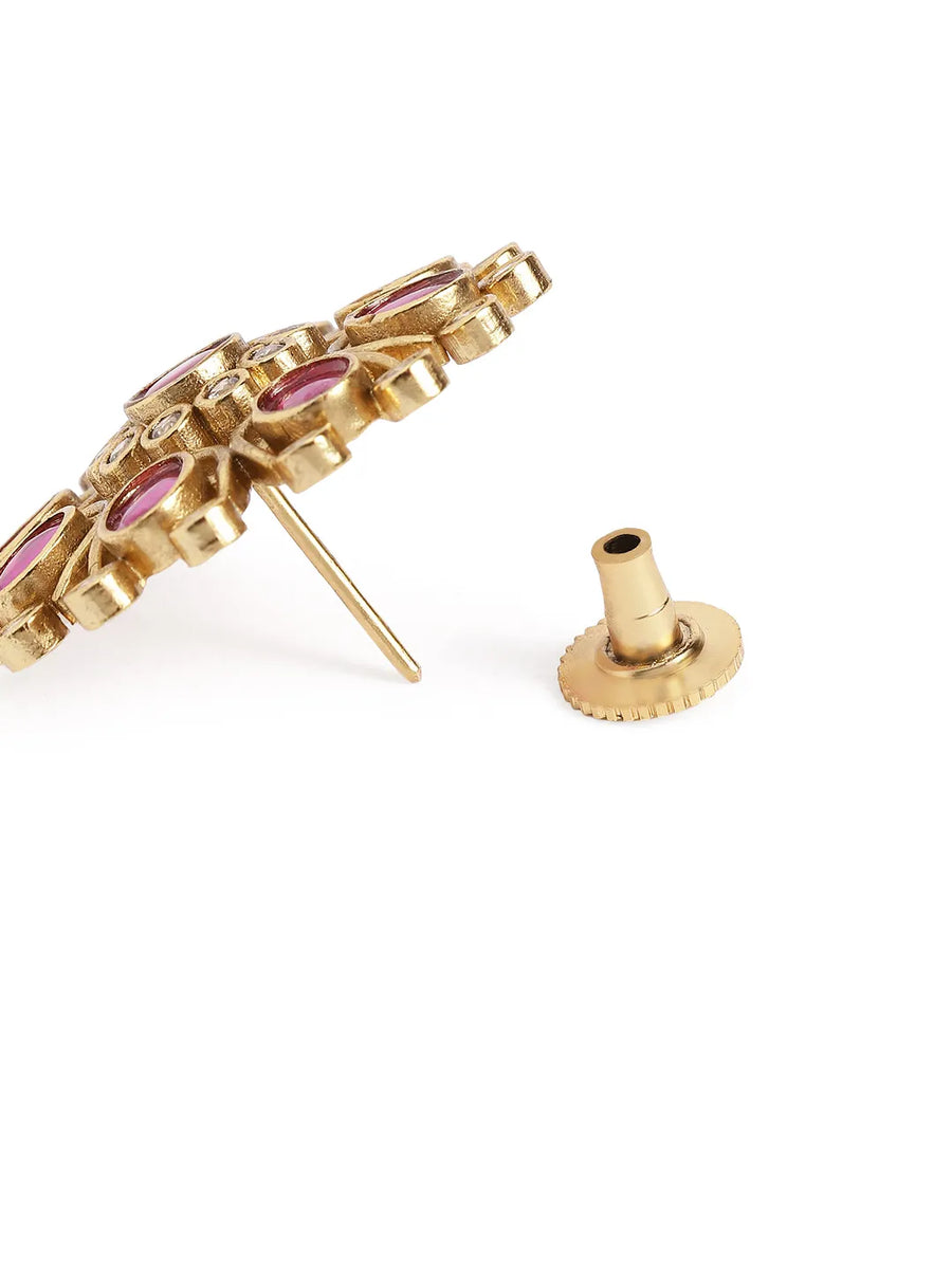 Heritage Charm Faux Ruby Stud Earrings