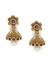 Floral Motif Jhumka with Pearl Drop