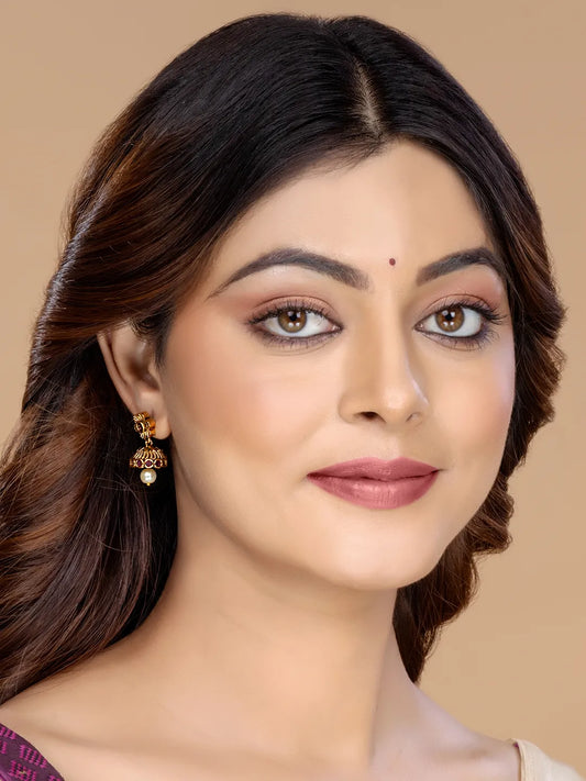 Floral Motif Jhumka with Pearl Drop