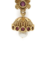 Floral Motif Jhumka with Pearl Drop