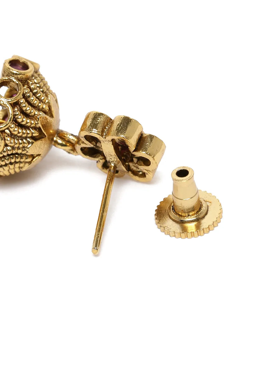 Floral Motif Jhumka with Pearl Drop