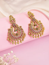 Peacock Ruby Temple Chandbali Drops